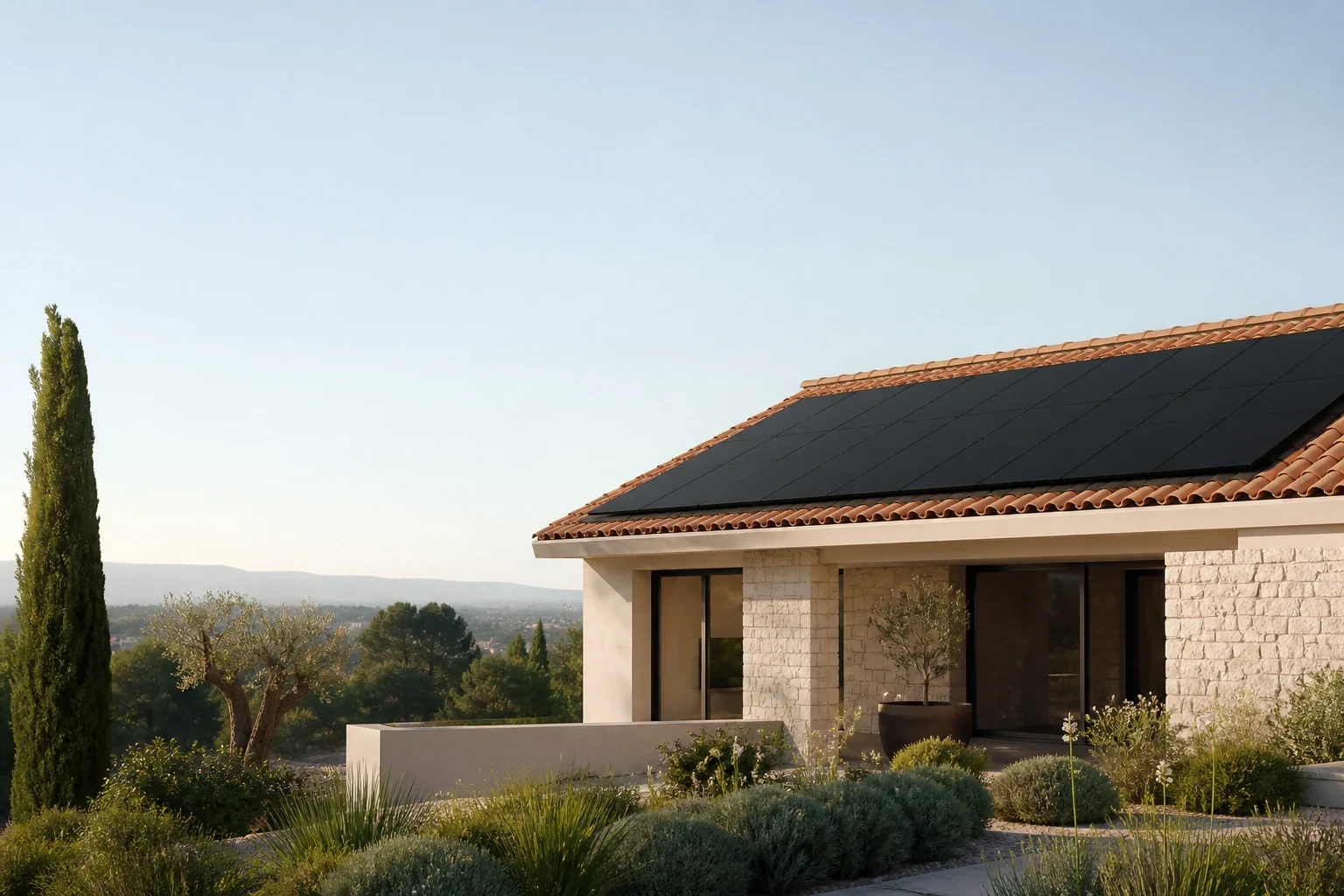 Projet solaire dans l'Hérault — hero Scène photovoltaïque premium dans l'Hérault : hero