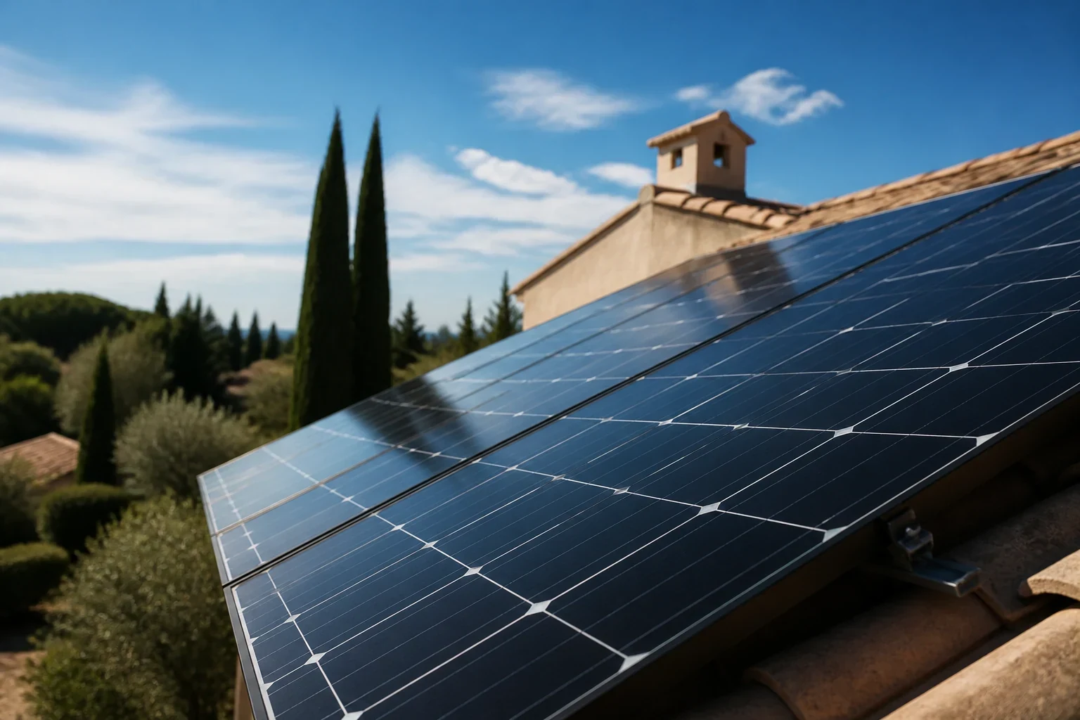 Projet solaire dans l'Hérault — modules Scène photovoltaïque premium dans l'Hérault : modules