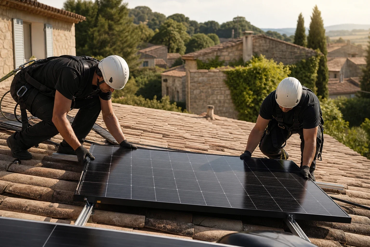 Projet solaire dans l'Hérault — pose Scène photovoltaïque premium dans l'Hérault : pose