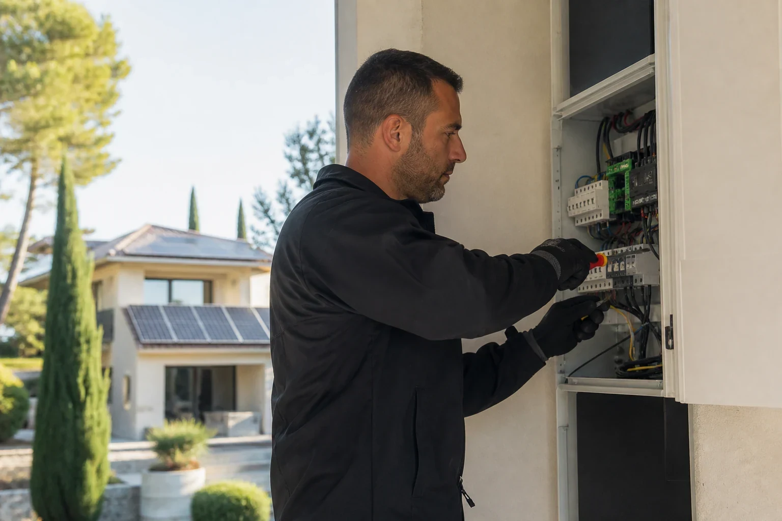 Projet solaire dans l'Hérault — electricite Scène photovoltaïque premium dans l'Hérault : electricite